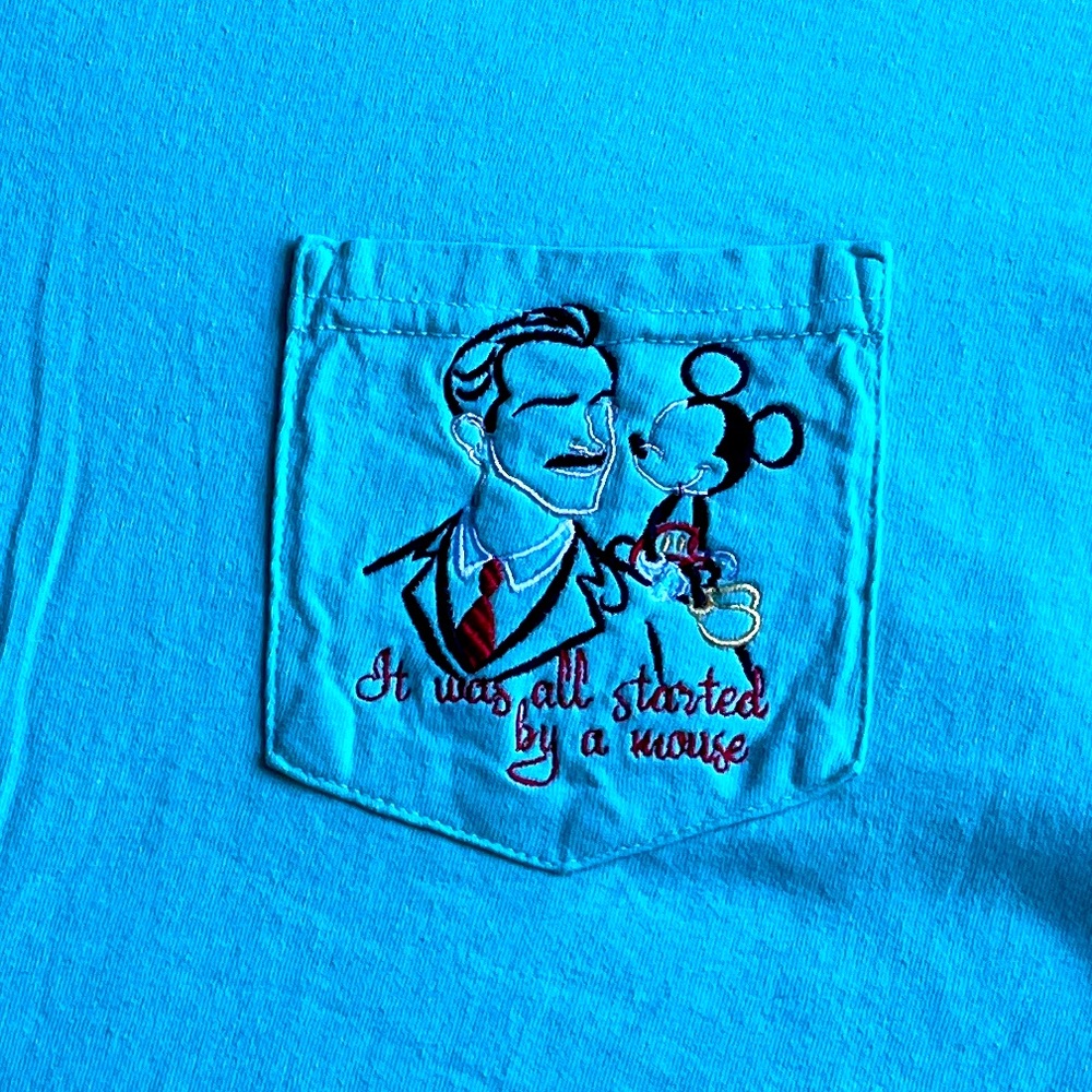 NWT custom Disney shirt with embroidery on the front pocket! Comfort color brand